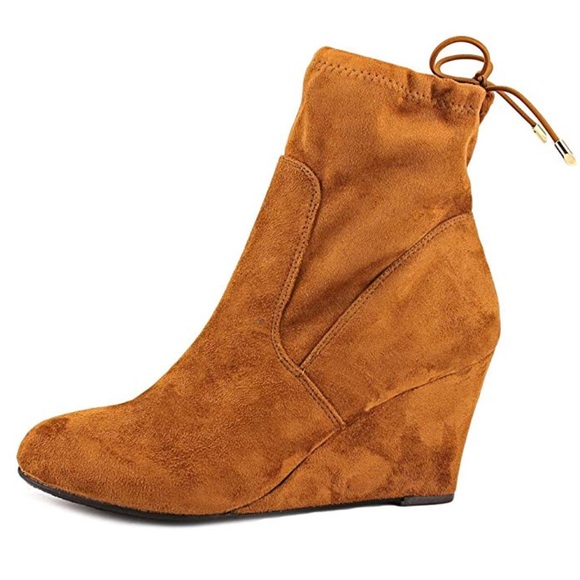 Whiskey Tie Back Sock Ankle Wedge Booties - Picture 2 of 4